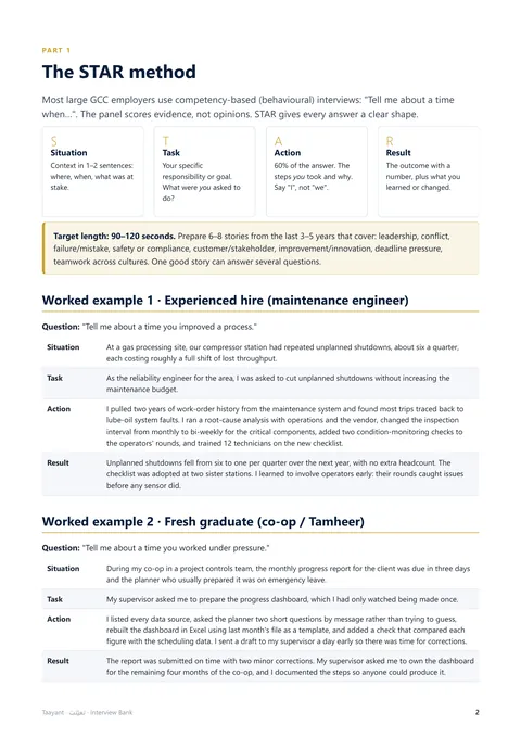 The STAR method, worked: a real page from the interviews & linkedin